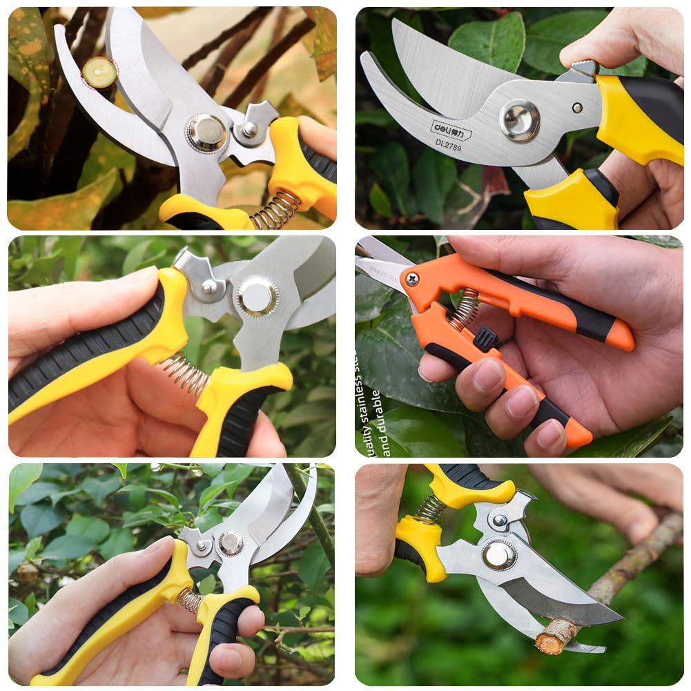Viadom pruning shears in indoor and outdoor garden settings.