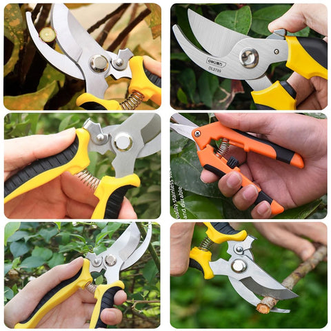 Viadom pruning shears in indoor and outdoor garden settings.