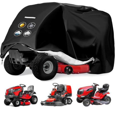 Viadom riding lawn mower cover front view protects against rain and sun.