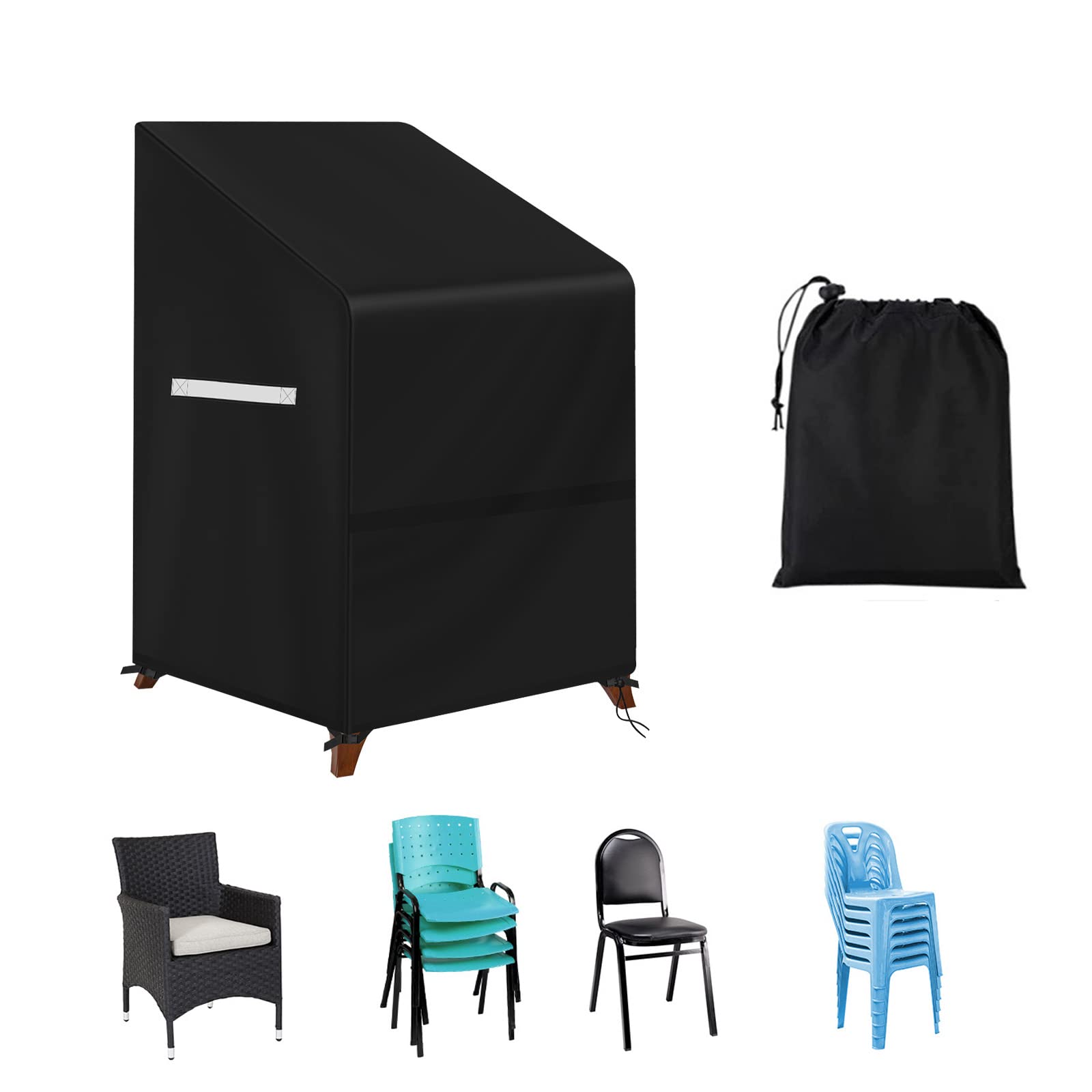 Viadom stackable chair cover provides full coverage for multiple chairs during rain