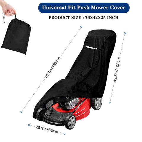 Viadom universal-fit lawn mower cover fits most walk-behind mowers.