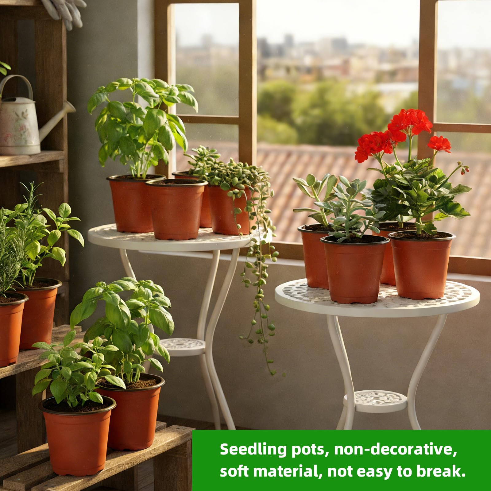 Viaoone 4-7-inch top diameter pots provide ample space for seedlings.
