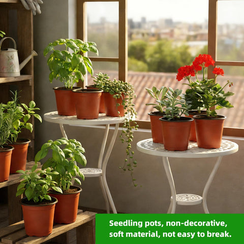 Viaoone 4-7-inch top diameter pots provide ample space for seedlings.