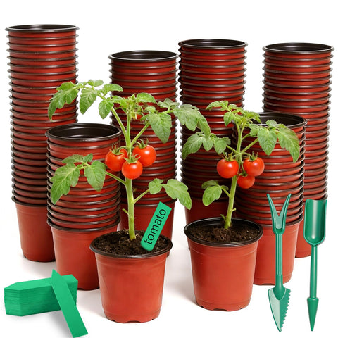 Viaoone nursery pots 110-pack set with labels for easy seed starting and organization.