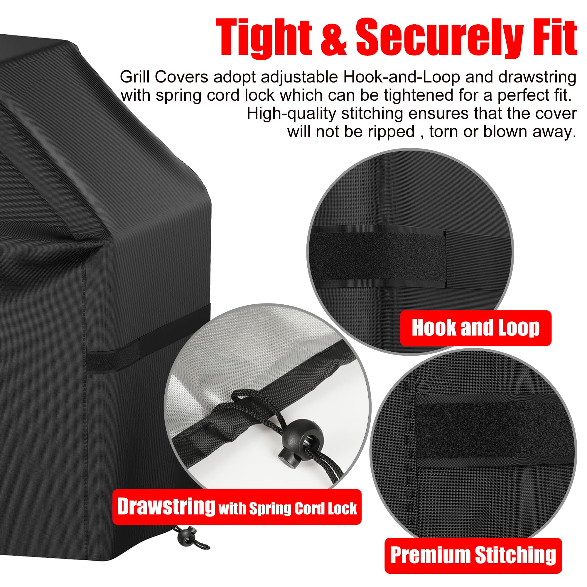 VIBOOS 48-inch grill cover fits most two- to three-burner grills securely.