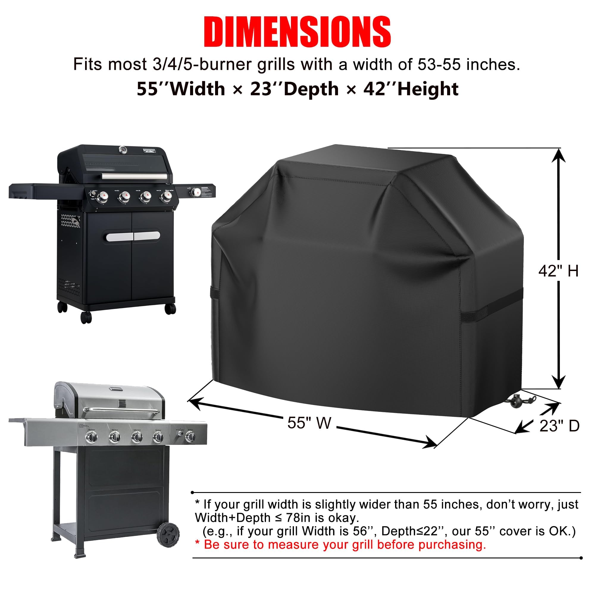 Viboos BBQ cover windproof straps secure grill on windy days