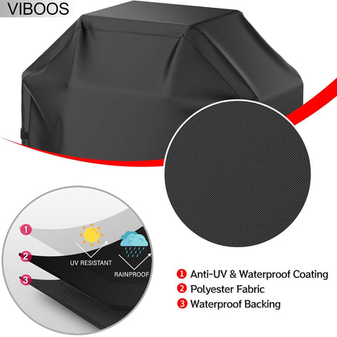 VIBOOS grill cover waterproof fabric keeps your grill dry after rain.