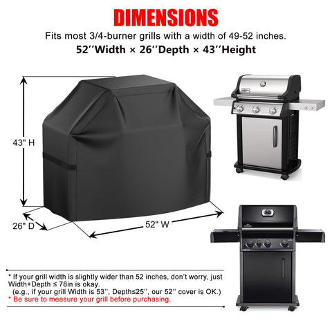 VIBOOS grill cover with adjustable side straps to prevent wind from lifting.
