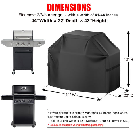 VIBOOS grill cover with hook-and-loop straps keeps it secure.