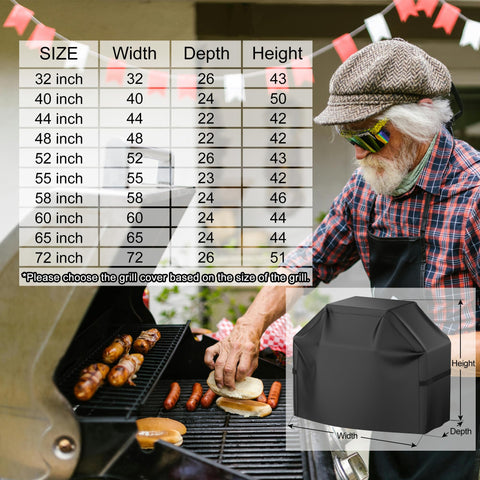 VIBOOS grill cover sizing options for various grills ensuring confident purchase.