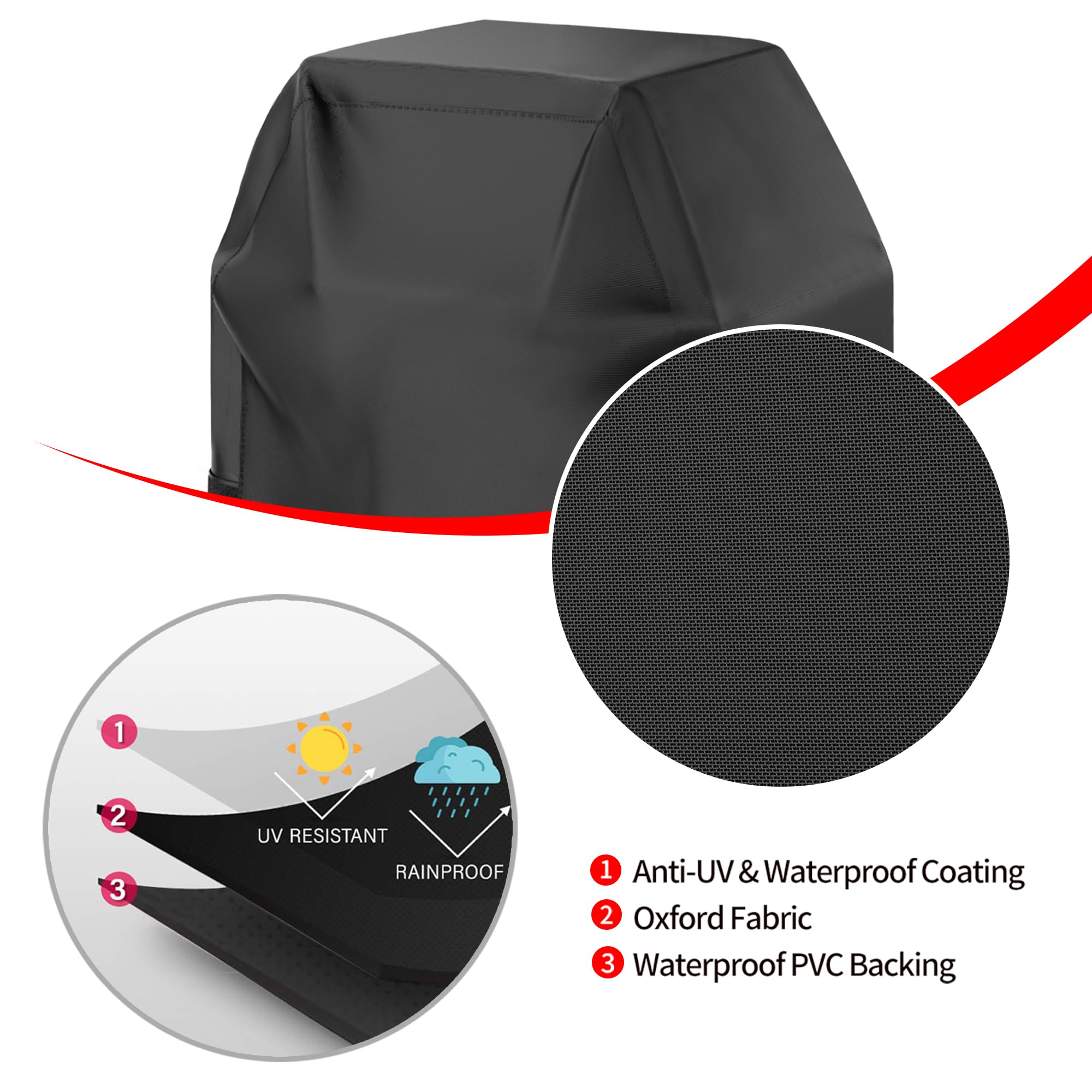 VIBOOS grill cover in waterproof Oxford fabric repels water