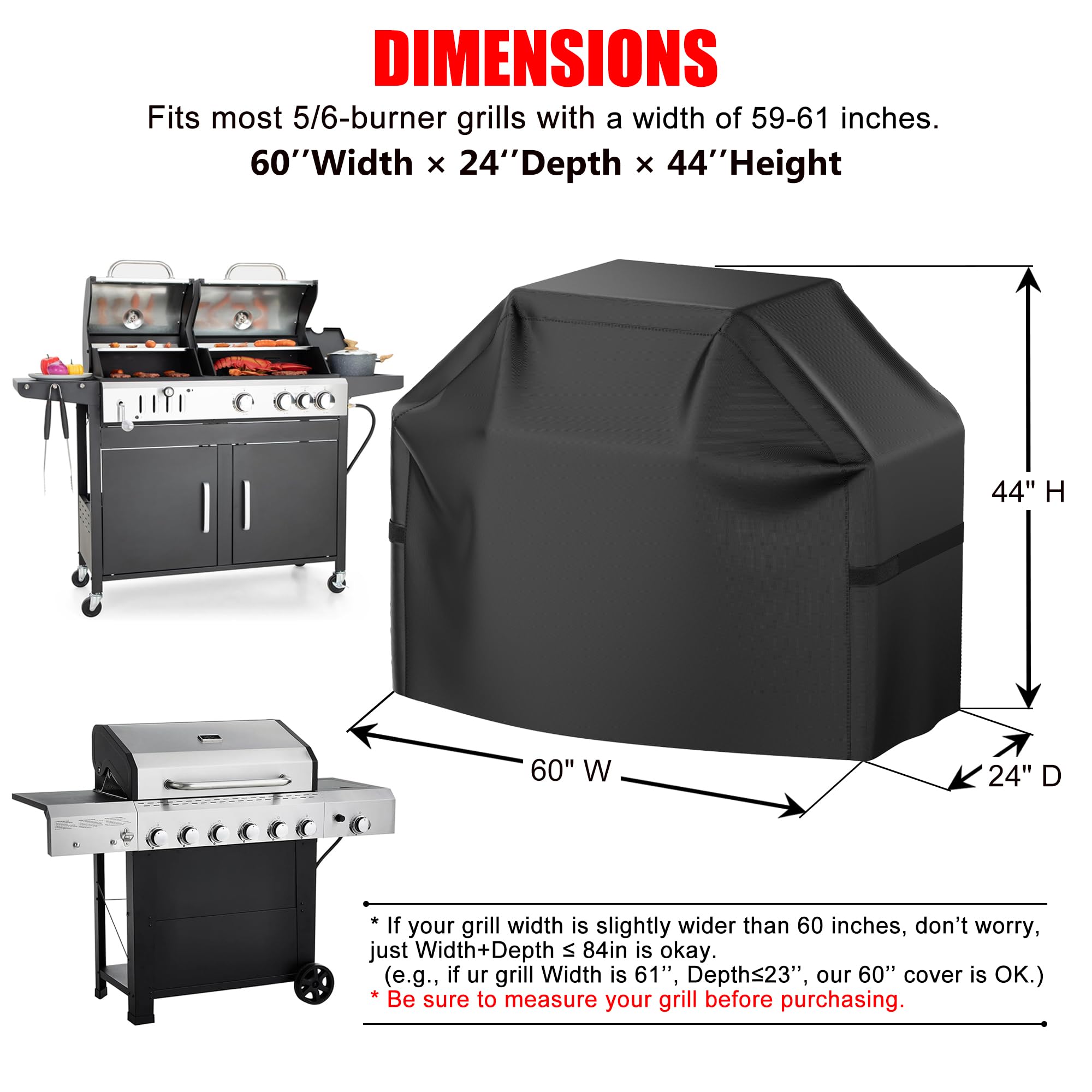VIBOOS grill cover secure-fit windproof straps ensure a snug hold.