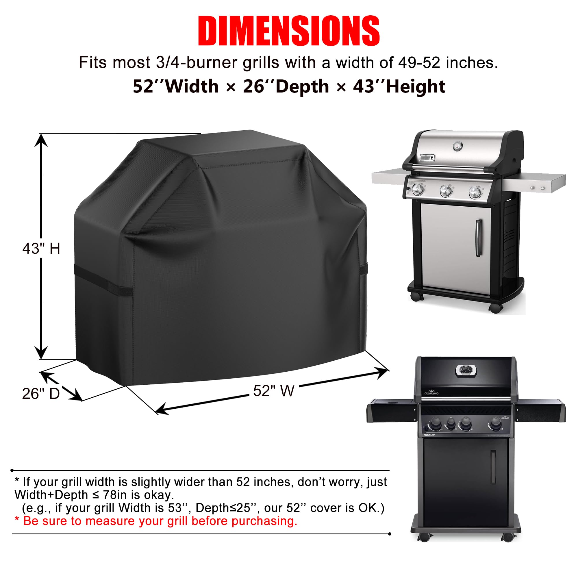 VIBOOS grill cover windproof-straps keep cover secure in wind.