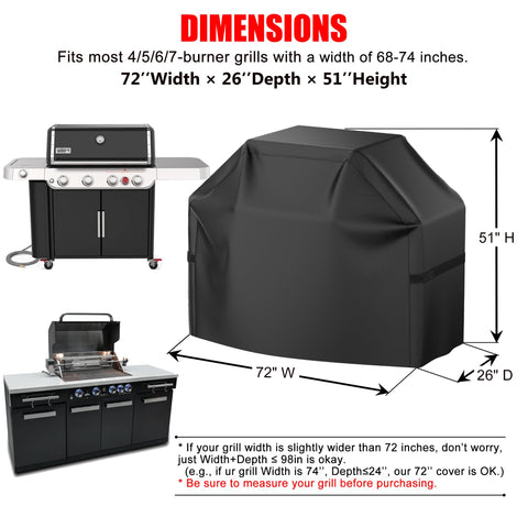 VIBOOS grill cover with side straps securing the grill against wind