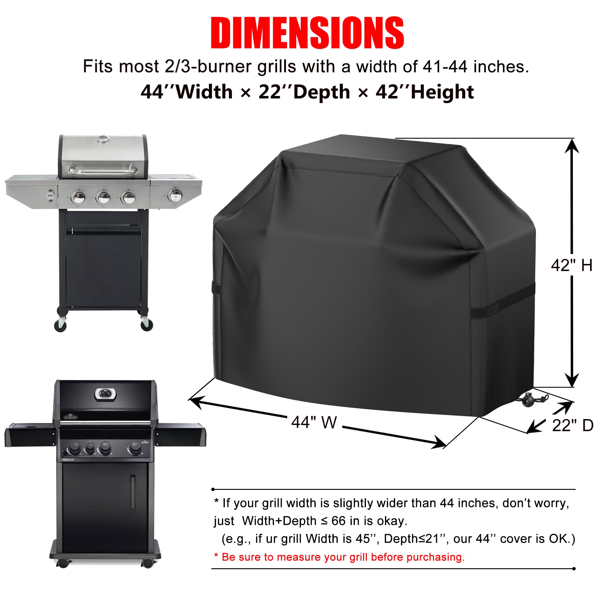 VIBOOS grill cover in side view showing weatherproof protection