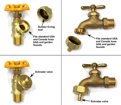 Vibrant Yard brass adapter for RV blowout winterization and outdoor plumbing.