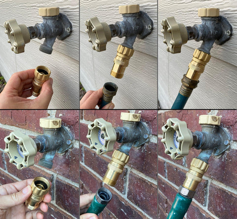 Vibrant Yard Co. brass regulator installed in a drip irrigation system for steady flow.