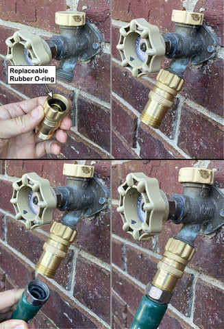 Vibrant Yard lead-free brass regulator side view highlights rugged outdoor durability