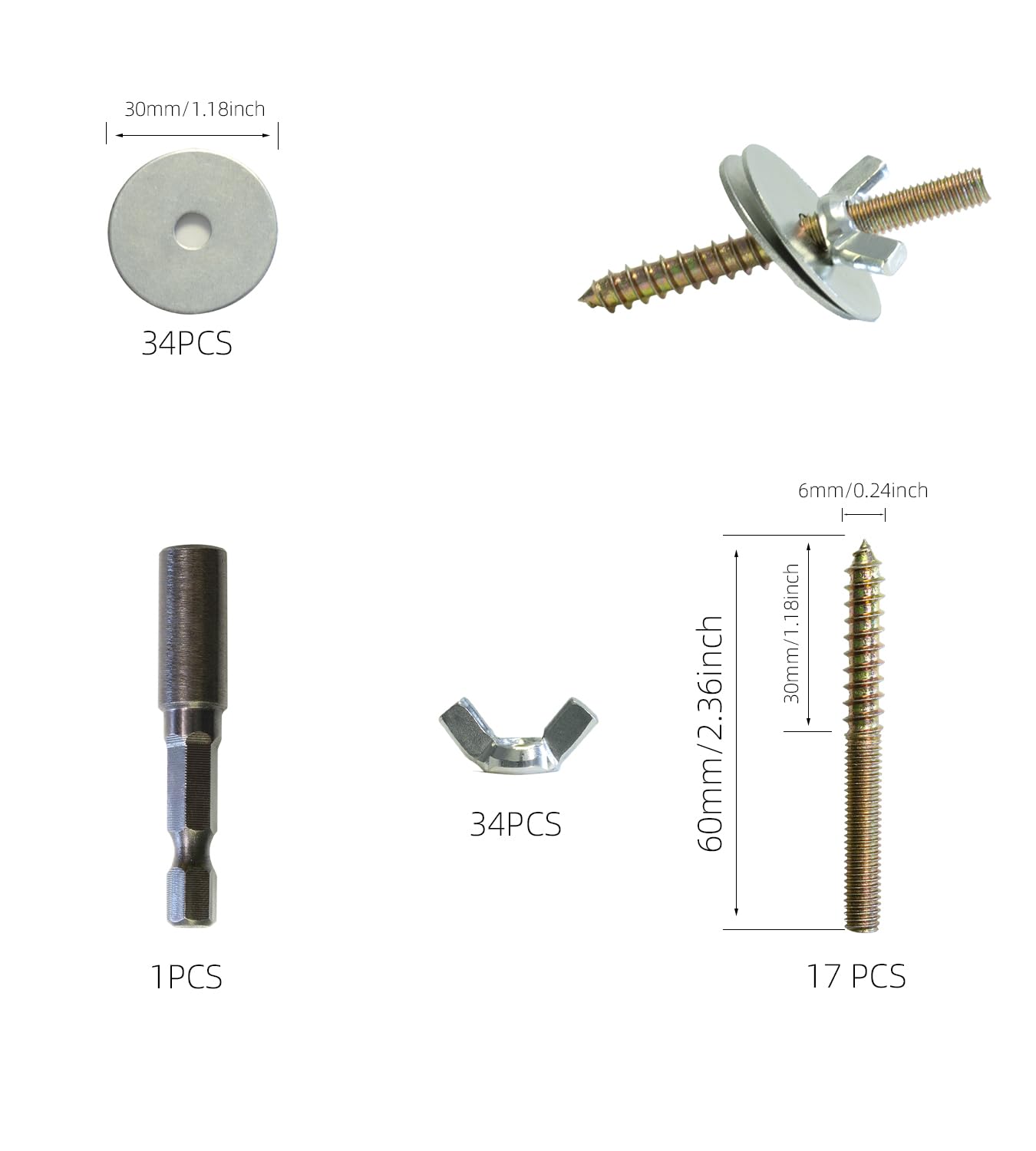 Vibriskape screw socket hardware bundle ready for quick wood installation.