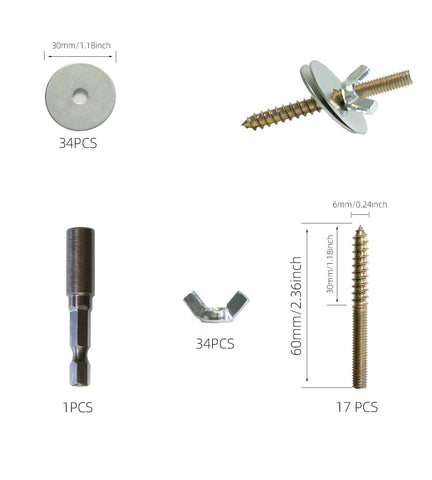 Vibriskape screw socket hardware bundle ready for quick wood installation.