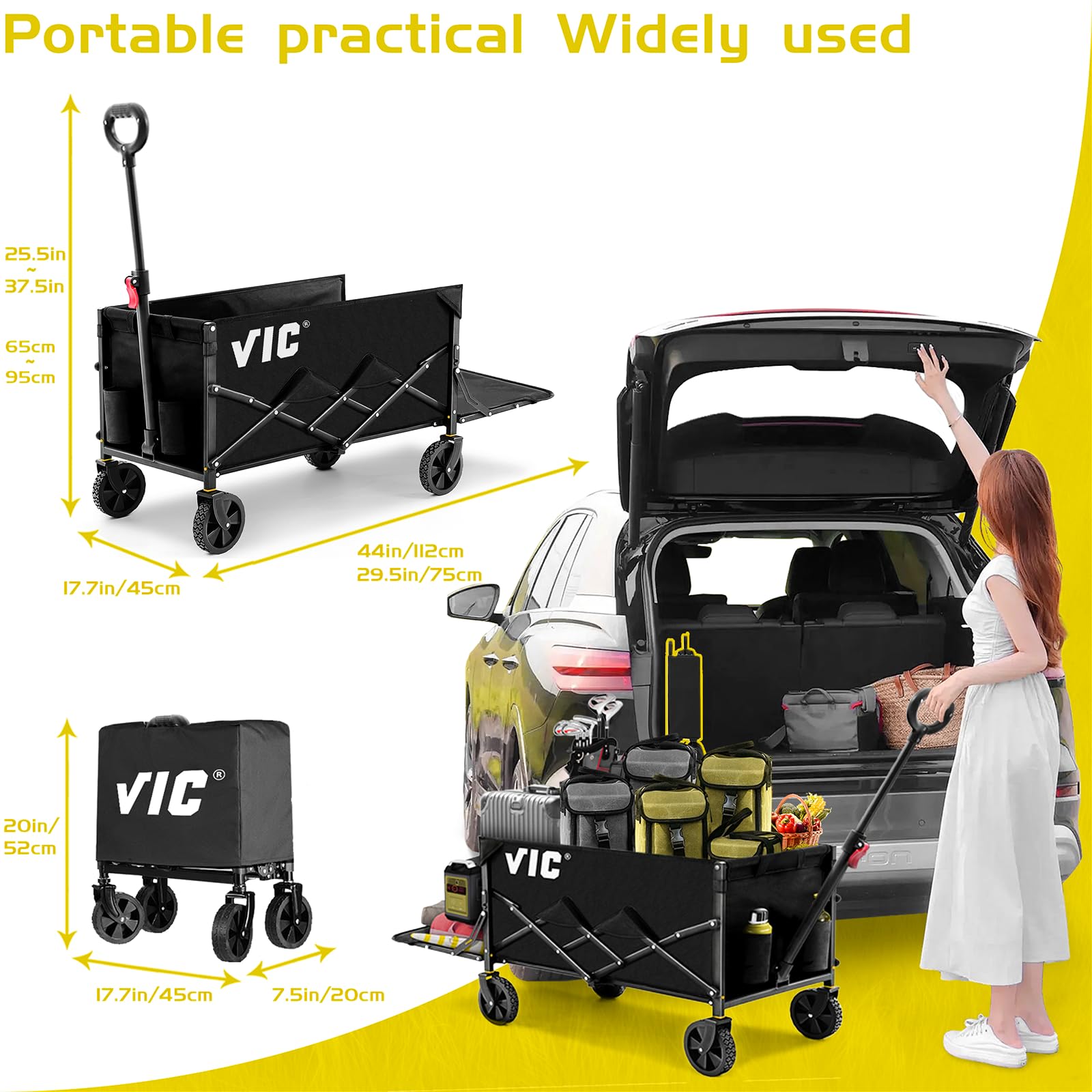 VIC ergonomic handle offers comfortable pulling and hauling