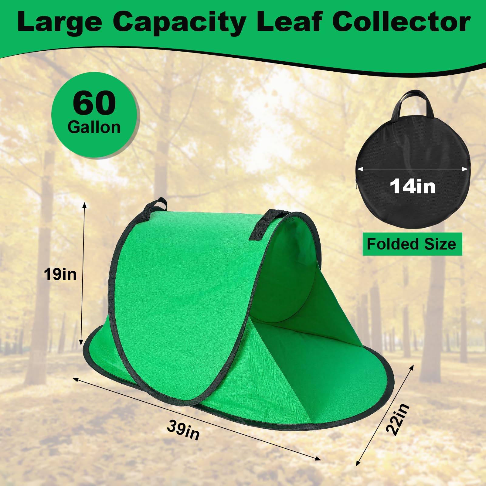VICAMB foldable leaf collector use for fast yard cleanup and debris transfer.