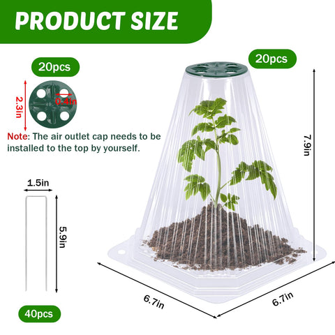 Vicamb ground stake peg secures cloche firmly to soil, preventing displacement by wind or animals.