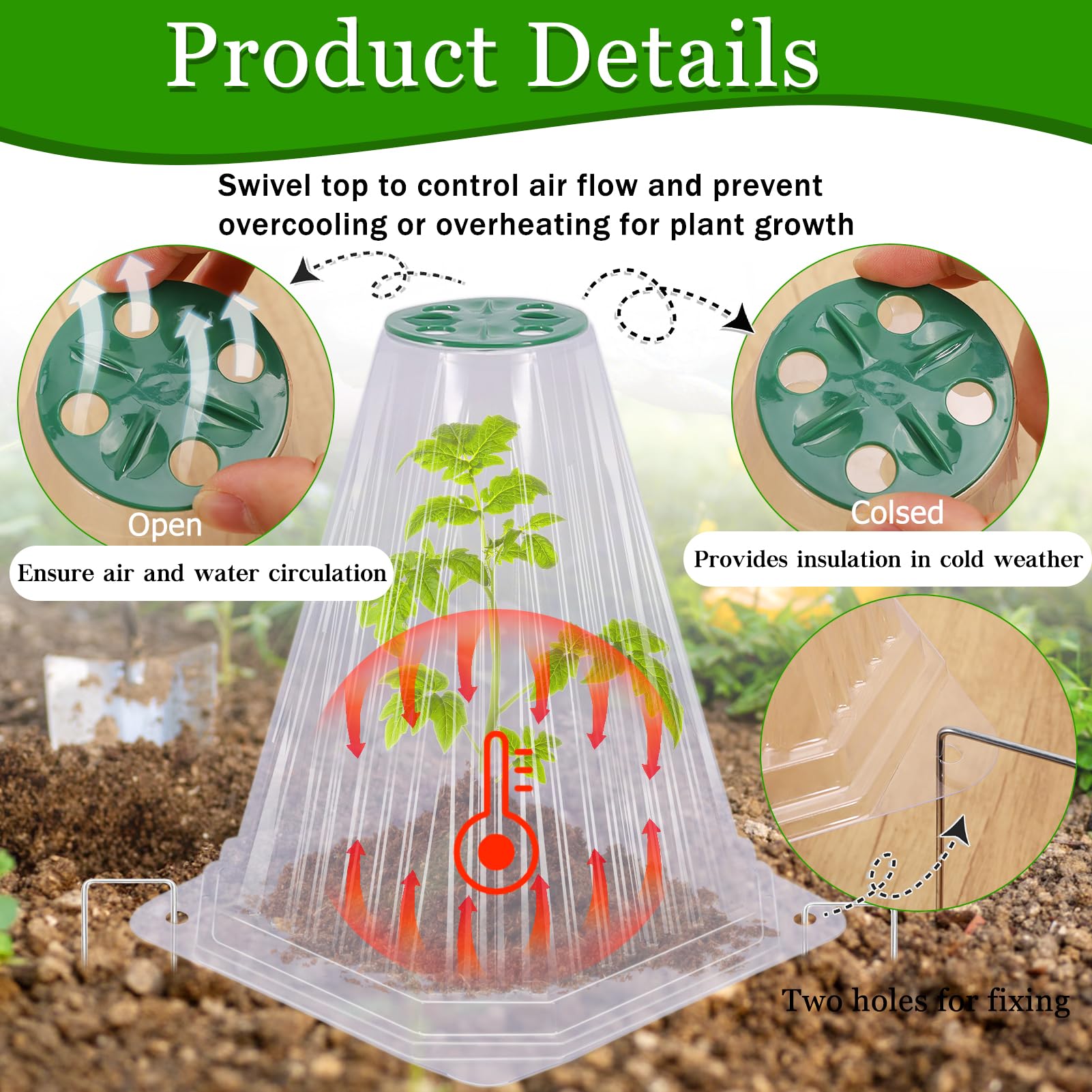 Vicamb mini greenhouse protector supports seedlings and small transplants.