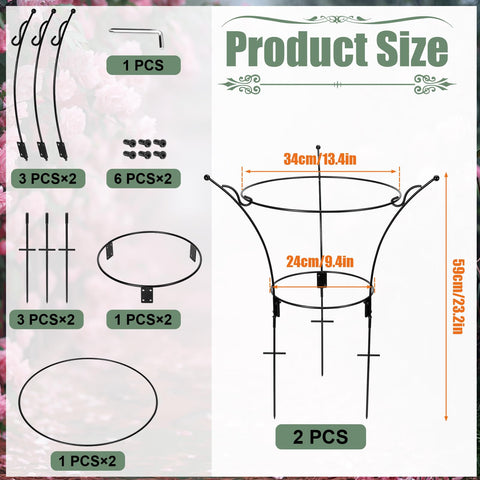 Detachable cage frame allows quick assembly around roses and peonies.