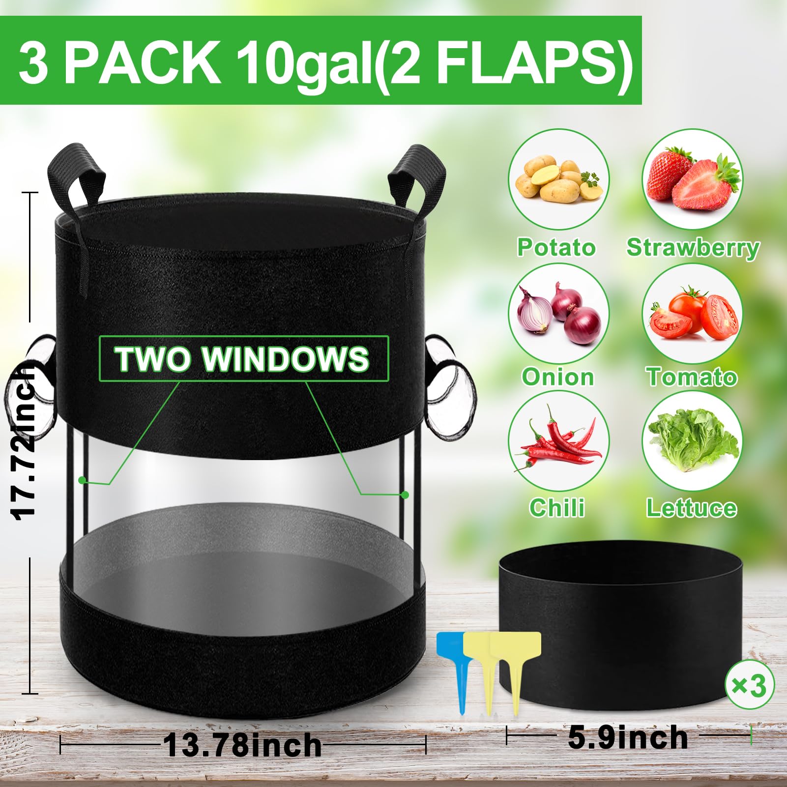 VICAMB potato grow bags with harvest windows for simple picking