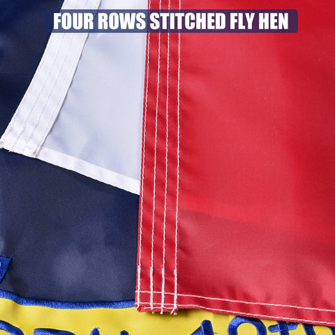 VICDRIA NC flag with four-point needle stitch for durability