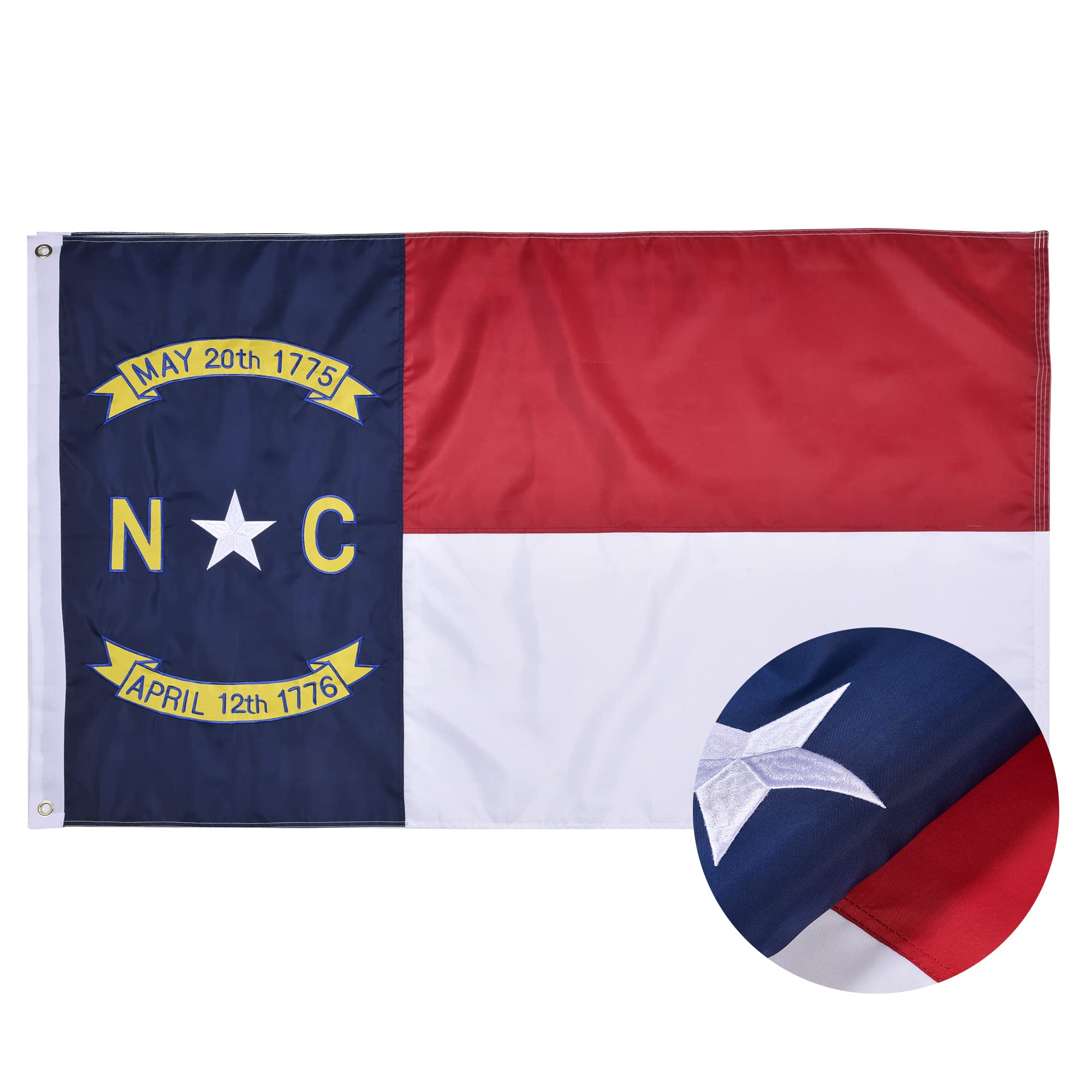 VICDRIA North Carolina flag on 210D Oxford fabric for bright, durable color