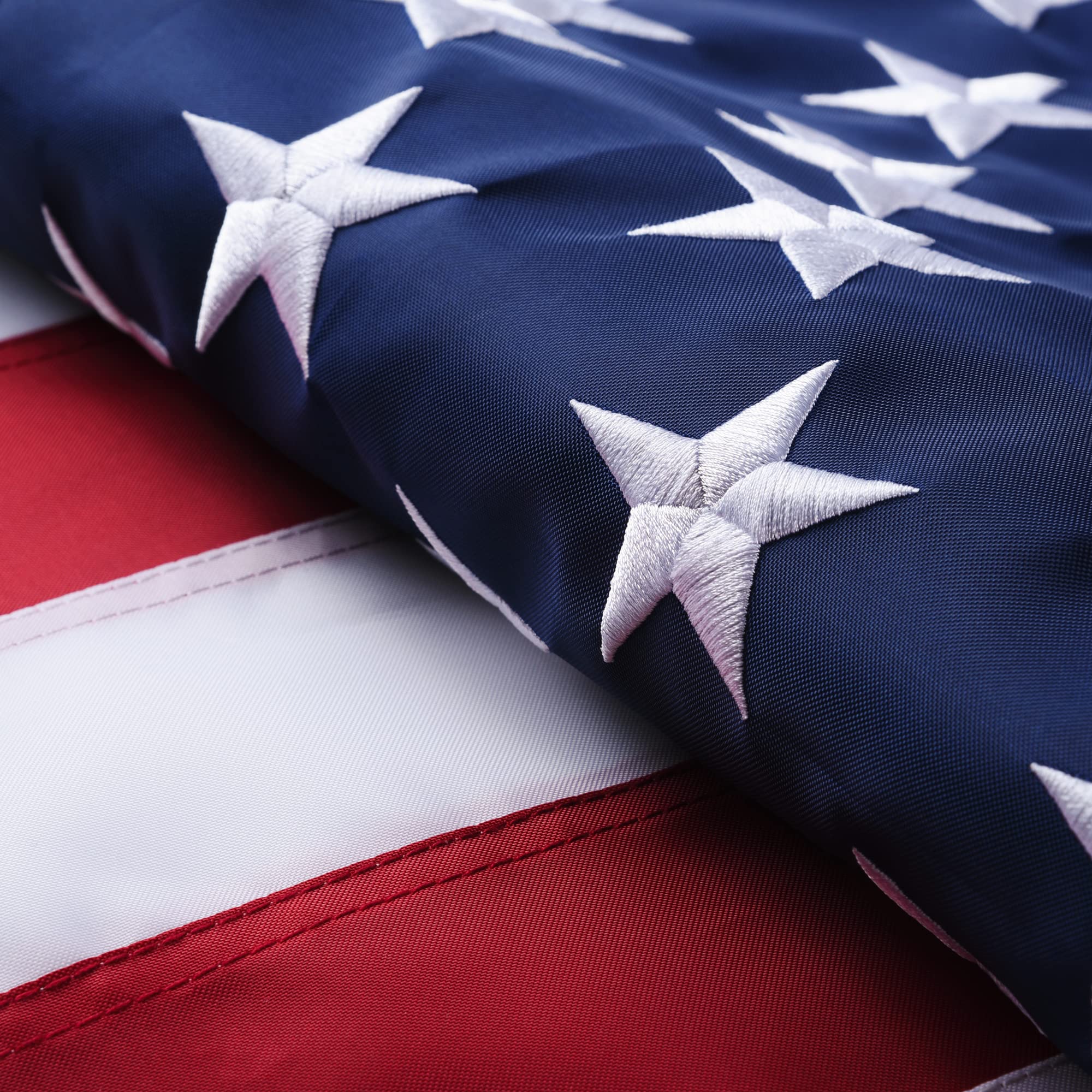 VICDRIA USA flag 5x8 front view with embroidered stars for durable outdoor display.