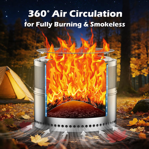 VICEARTH 360-degree airflow design promotes efficient combustion during gatherings