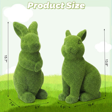 Vicenpal standing moss bunny side view brightens garden styling.