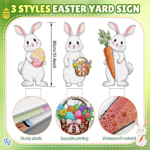 Vicenpal bunny carrot yard sign adds playful charm to gardens and lawns