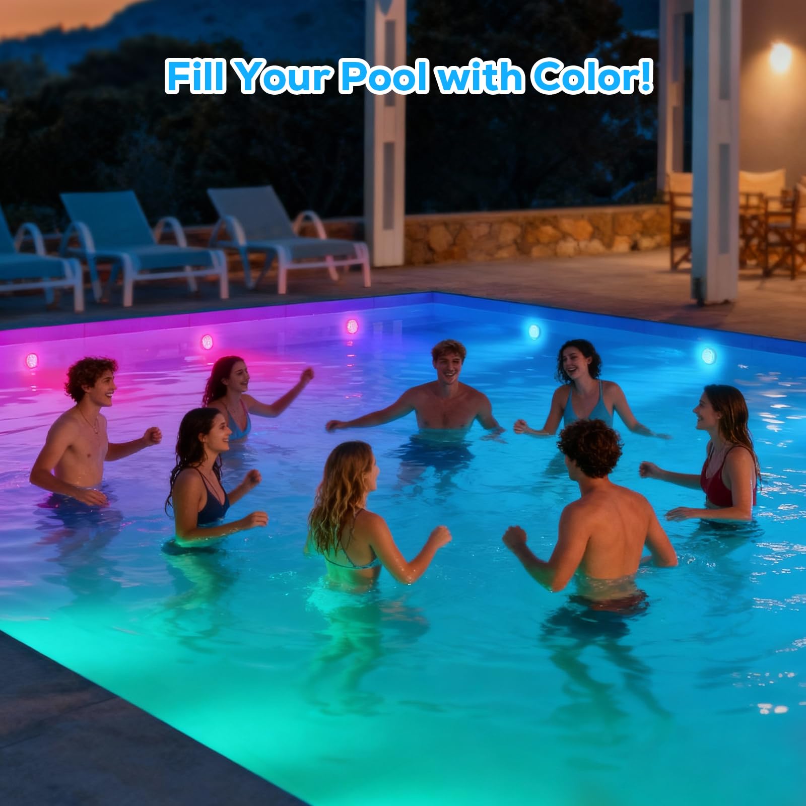 VICHTOP submersible LED pool light ready for underwater use
