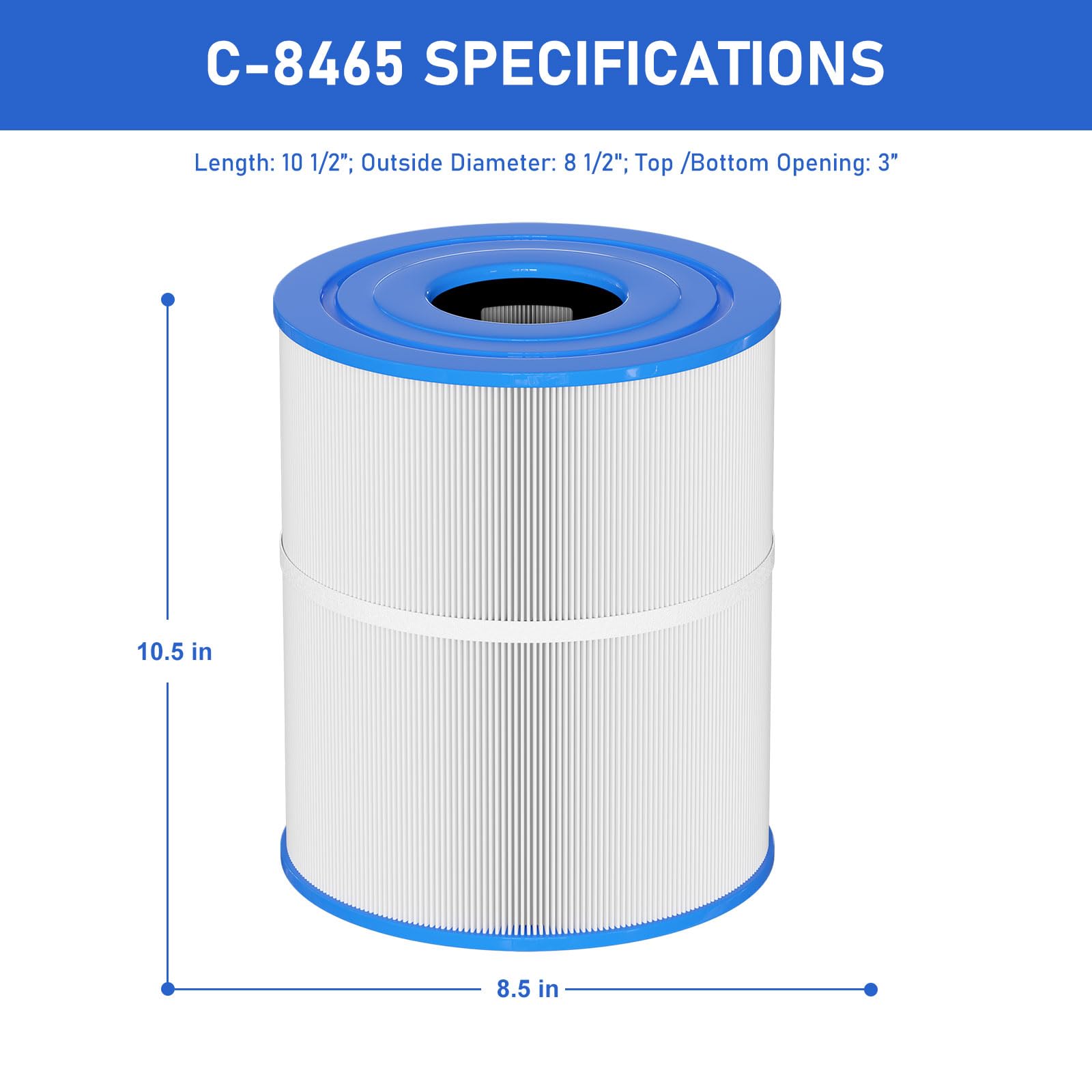Vickmons C-8465 spa filter compatibility chart shows wide model support.