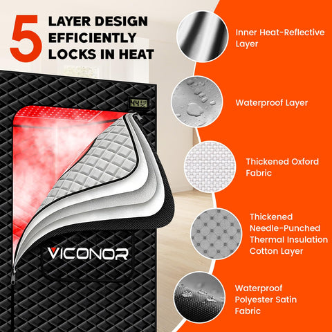 Viconor Infrared Sauna Box temperature display helps monitor heat levels easily