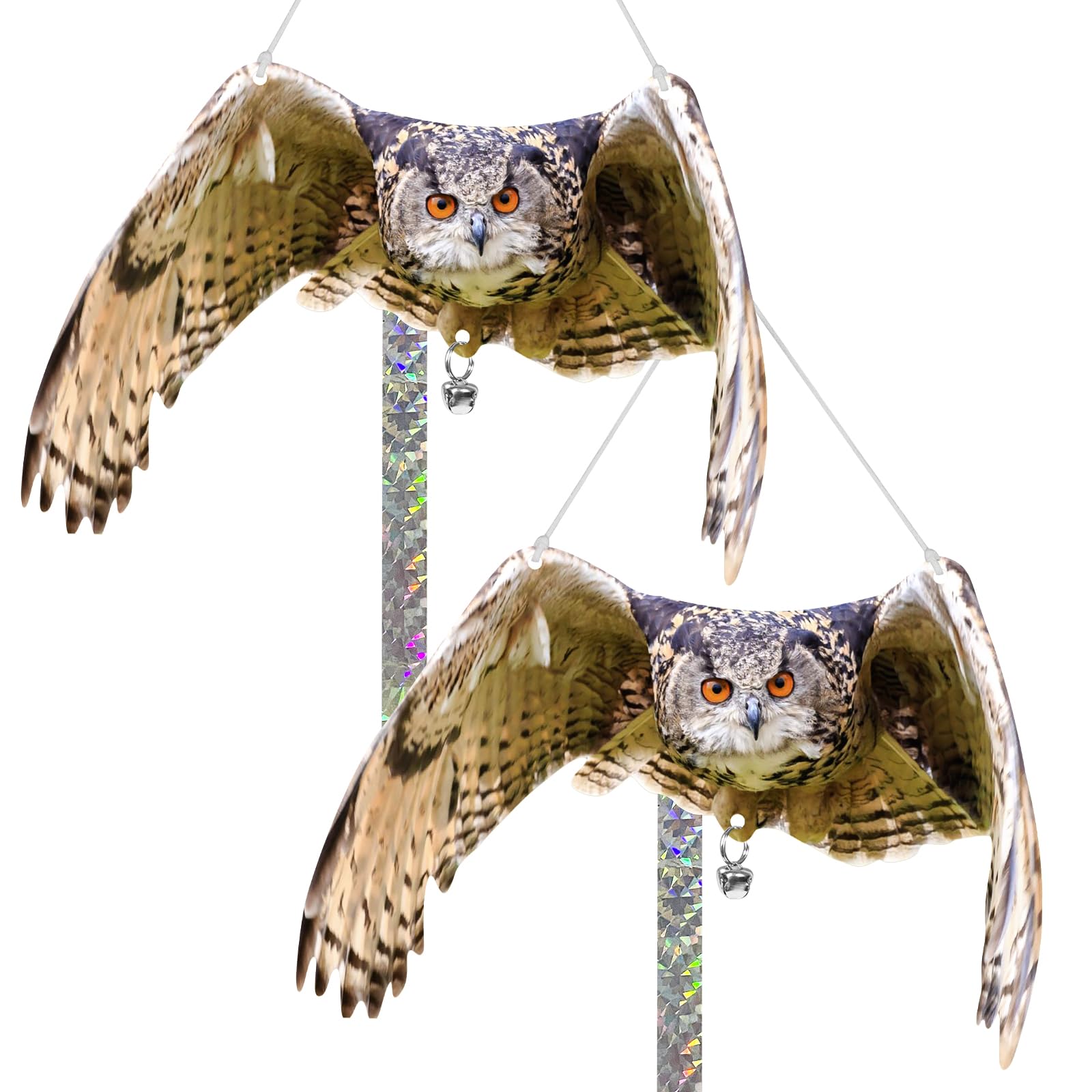 Vicsiyi double-sided owl decoy to deter birds in the garden