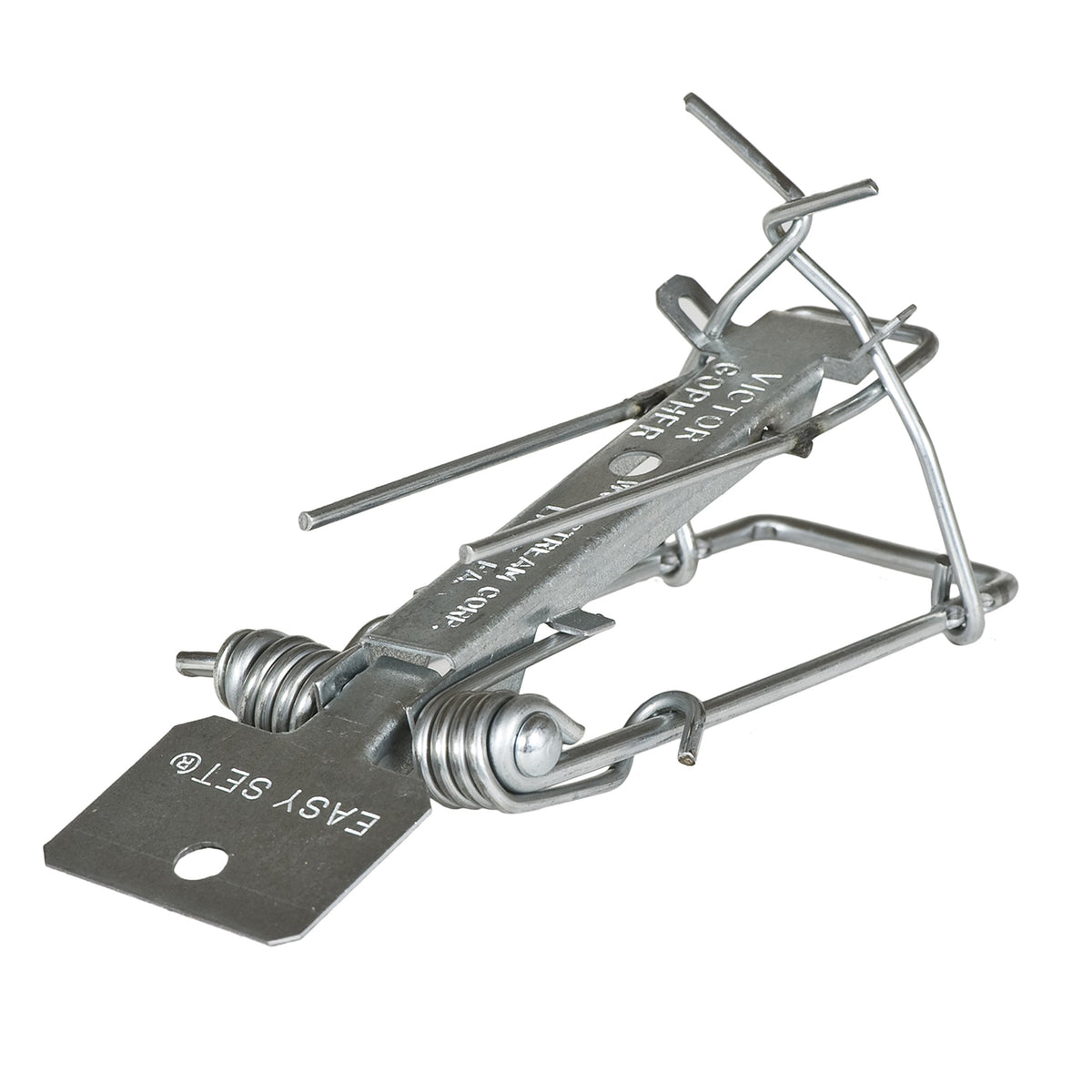 Victor Easy Set Gopher Trap 0611 assembled outdoors, ready for immediate use
