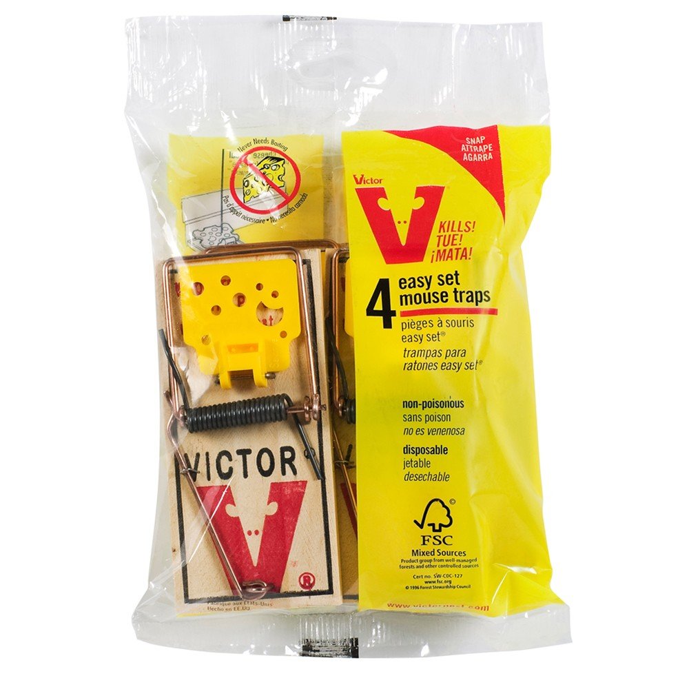 Victor Easy Set Mouse Trap 4-pack: pre-baited and non-poisonous, ready to use