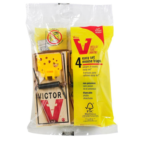 Victor Easy Set Mouse Trap 4-pack: pre-baited and non-poisonous, ready to use