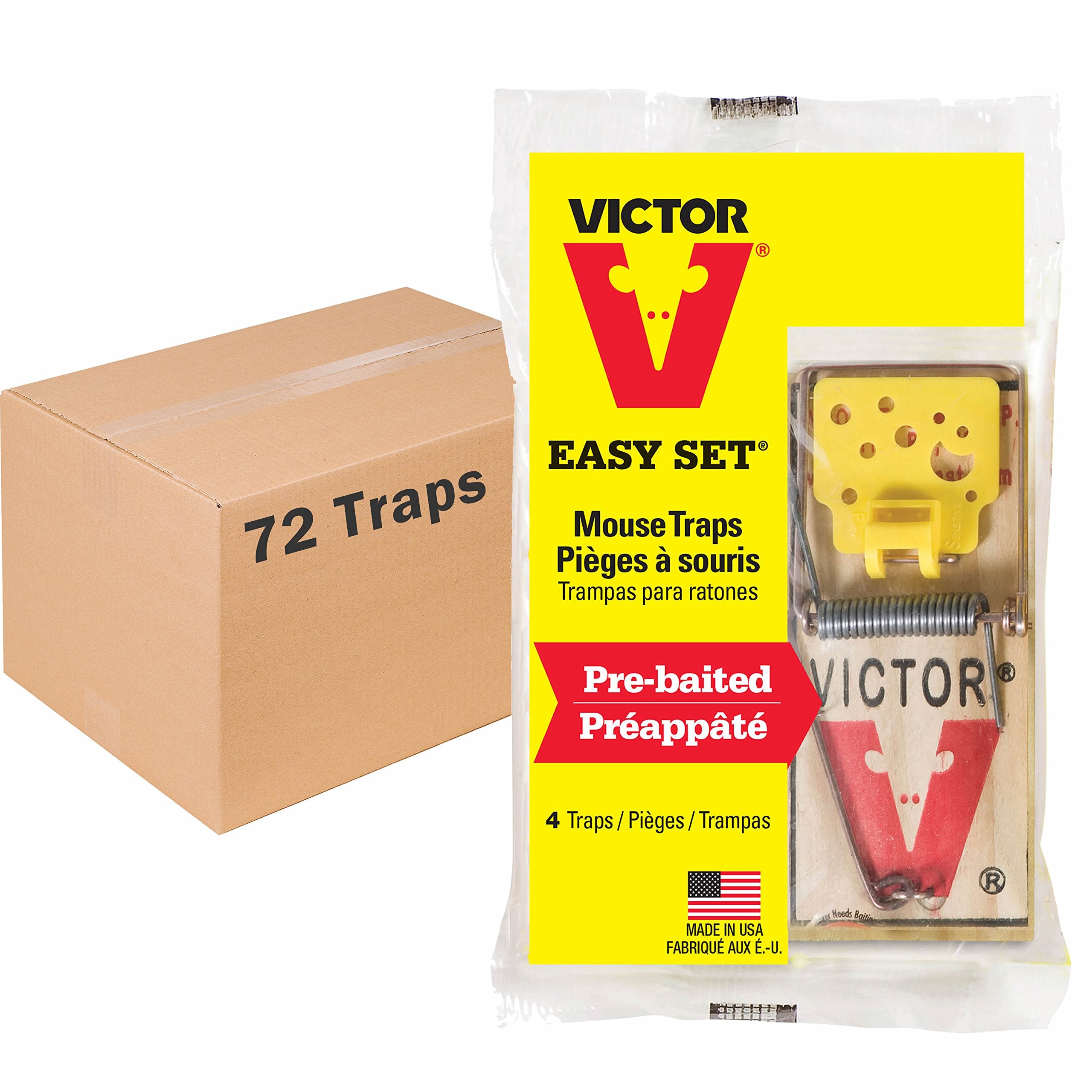 Victor Easy Set mouse trap with pre-baited cheese pedal for fast placement.