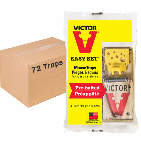 Victor Easy Set mouse trap with pre-baited cheese pedal for fast placement.