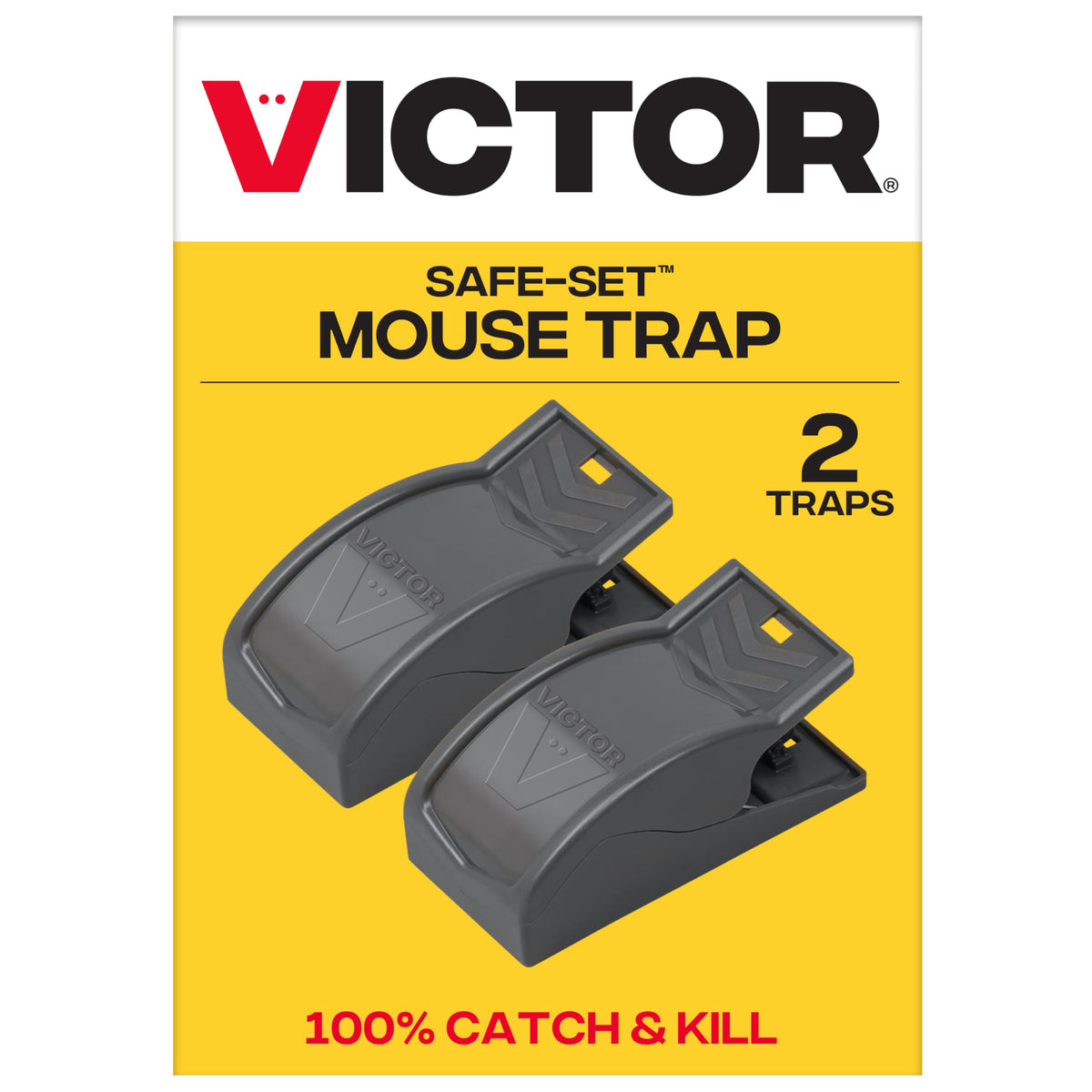 Victor M070B trap front view with Safe-Set release for safe operation.
