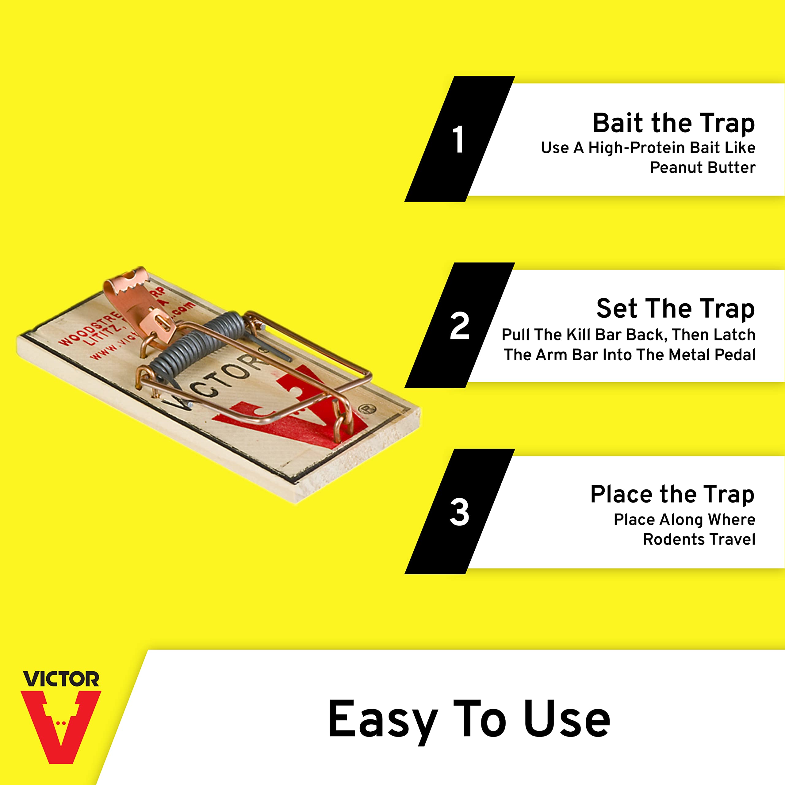 Victor M158-4 easy-disposal trap illustration for clean removal.