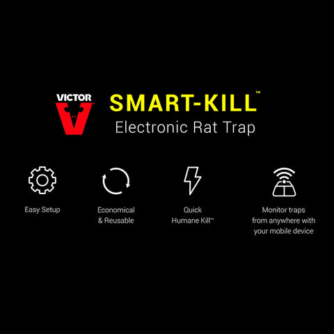 Victor M2 app interface screen captures remote alerts and trap status.