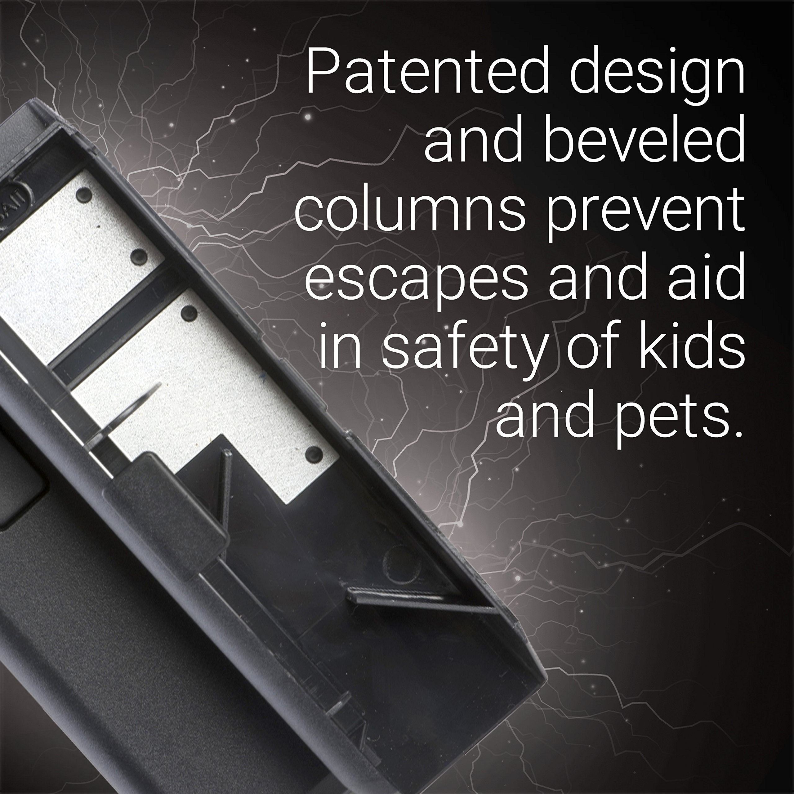 Victor M250S beveled columns hold mice in place to prevent escapes.