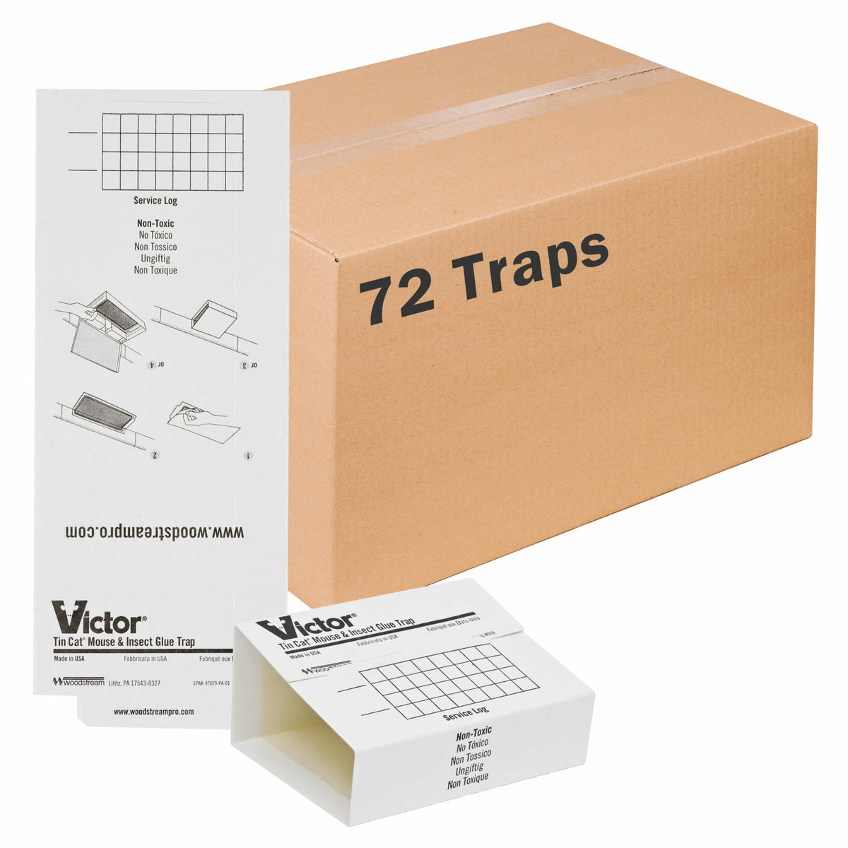 Victor M309 glue board monitors rodent activity in corners.
